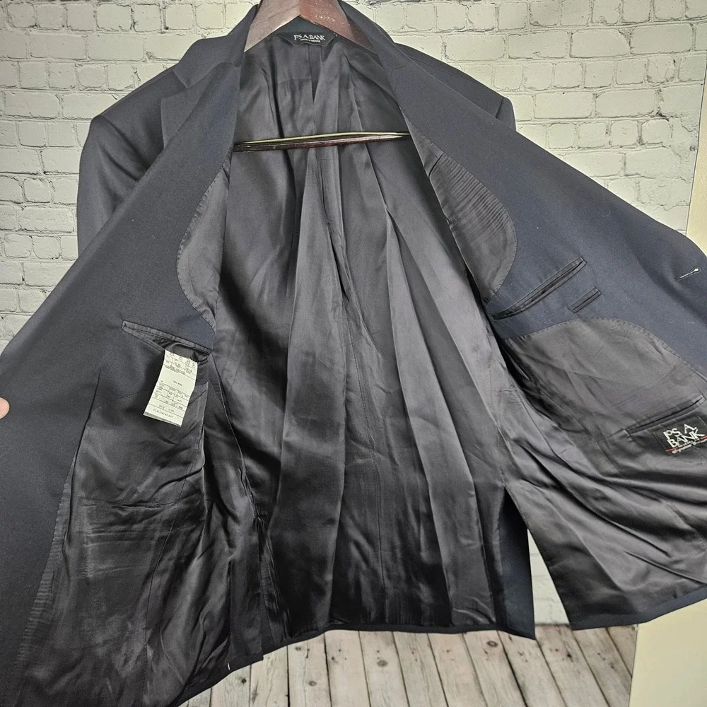 Jos‎ A Bank Signature Collection Navy Blue 100% Wool Blazer Sport Coat 42 RG